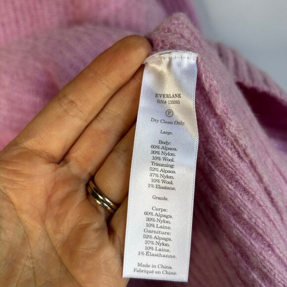 Everlane Alpaca Wool Crewneck Sweater Womens Large Pink Preppy Thick Chunky Knit - Picture 7 of 9